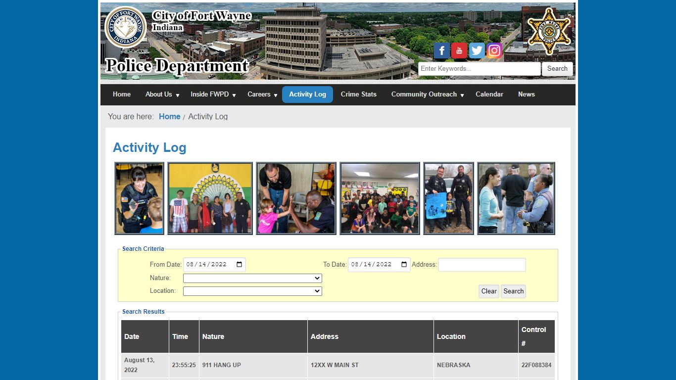 Activity Log - Fort Wayne Police Department